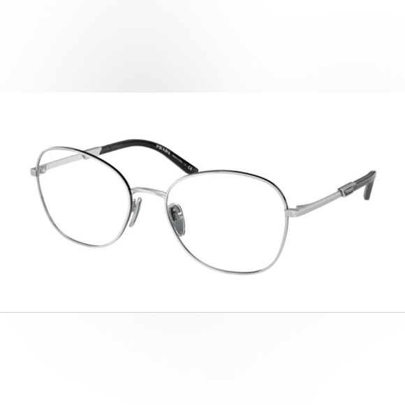 Prada 0PR 64YV Eyeglasses Silver/Black Frame Round Full Rim 54-18-135 No Case - Picture 1 of 15